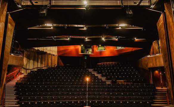 Interior of The Lyric Theatre in Belfast - view is from the stage looking out into where the audience would be