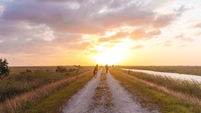 People walking along Atlantic Trailhead path near Coral Springs