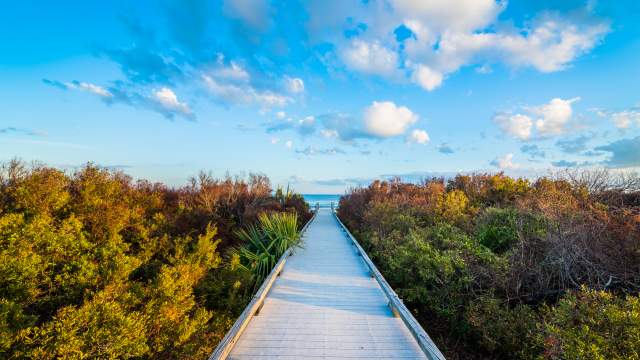 A long boardwalk to Jekyll Island's Glory Beach