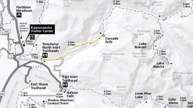 North Inlet Cascade Falls Map