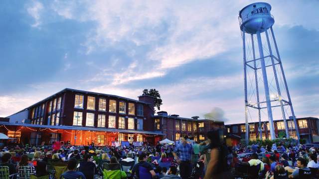 Concertgoers outside Lowe Mill ARTS & Entertainment in West Huntsville.