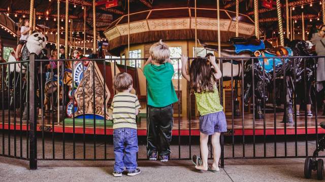 Children by Carousel at the Fort Wayne Children's Zoo