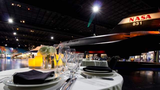 A table is set for an event at Air Zoo
