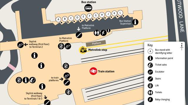 Manchester Airport public transport map