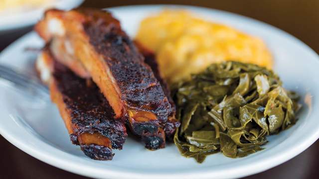 plate of ribs & greens