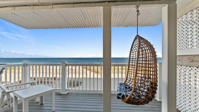 Beach view from porch of an ocean city vacation rental