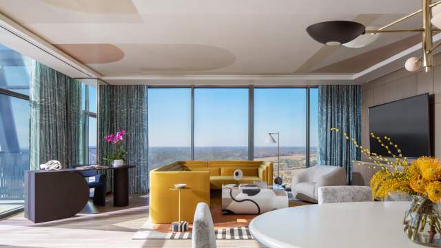 Lake Nona Wave Hotel penthouse living and dining rooms