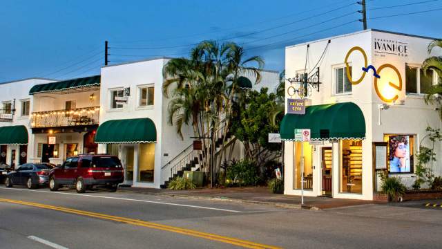 Ivanhoe Village Main Street at dusk