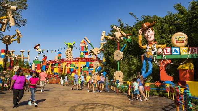 Guests at Disney’s Hollywood Studios can go to infinity and beyond in Toy Story Land. The immersive 11-acre land takes guests into the adventurous outdoors of Andy's backyard, where they will feel like they are the size of Green Army Men surrounded by other toys. Guests can whoosh along on the family-friendly roller coaster, Slinky Dog Dash, take a spin aboard Alien Swirling Saucers and try for the high score on Toy Story Mania! (Matt Stroshane, photographer)