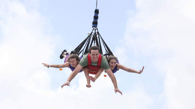Fun Spot America people on a bungee jump