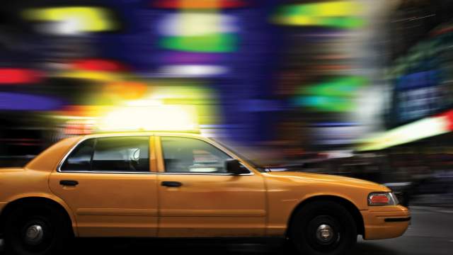 taxicab with blurred background