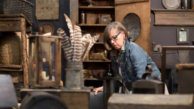 A woman shopping for antiques