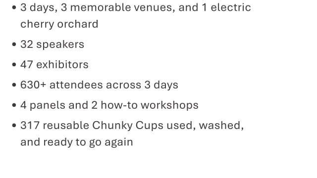 A table with event information like attendee numbers, days, etc. written in each box