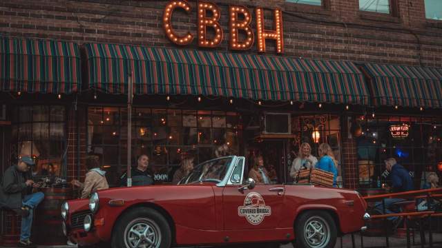 Picture of Vintage Covered Bridge Brewhaus car in front of the brewery