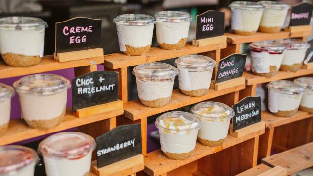 Homemade desserts on sale at a local market