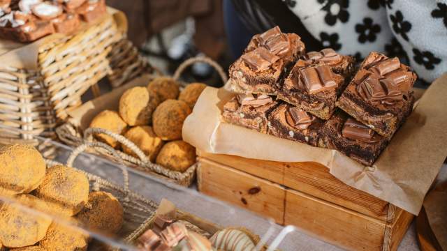 Homemade desserts on sale at a local market