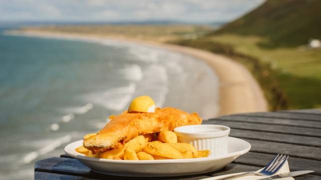 Fish and Chips at Rhossili Bay