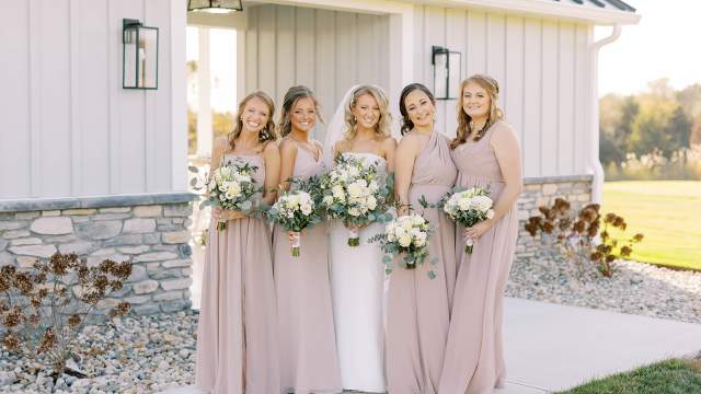 Bride and Bridesmaids at Sycamore Winery in Terre Haute, Indiana