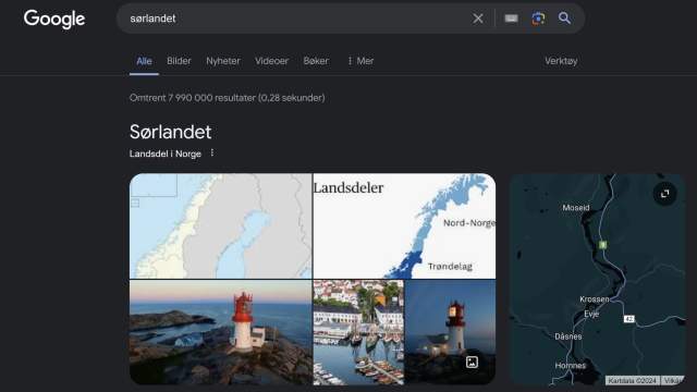 Sørlandet på Google