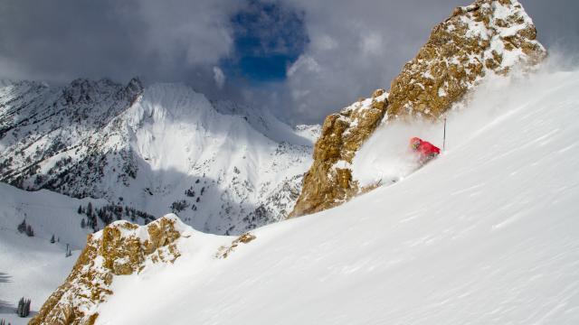 Skier in Powder at Alta