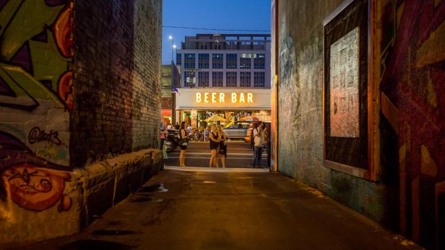 View of Beer Bar at night
