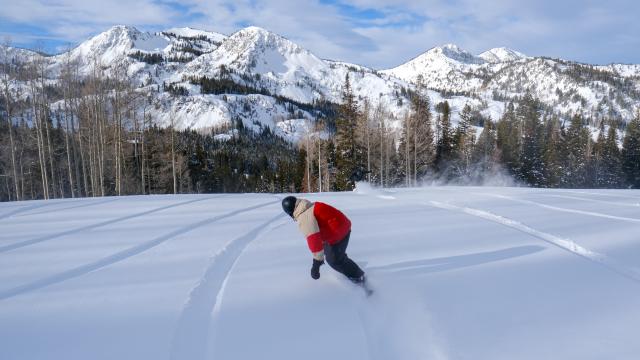 Snowboarding at Brighton Resort, UT.