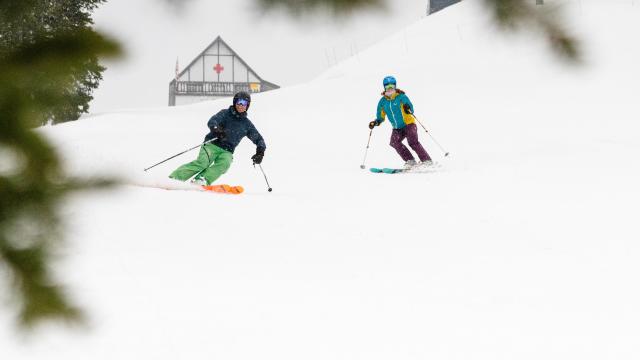 Couple Skiing at Solitude