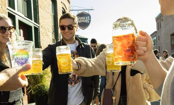 Group of people attending Samuel Adams Oktoberfest