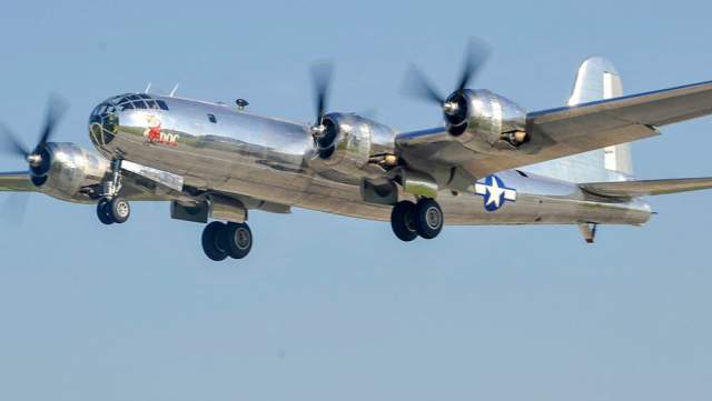 a b-29 superfortress aircraft in flight