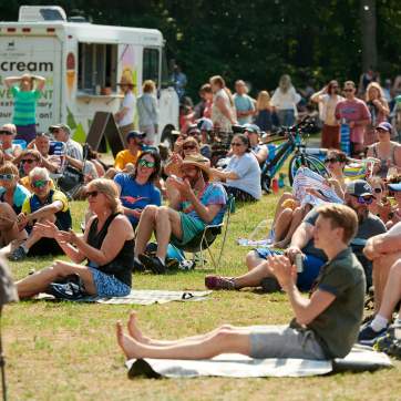 A crowd gathered for an outdoor show