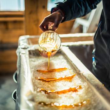 fresh maple syrup on snow