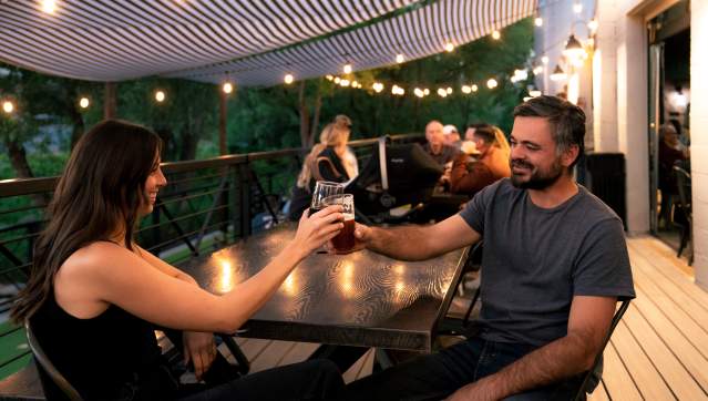 Couple Drinking Outdoor Patio - Experience Prescott