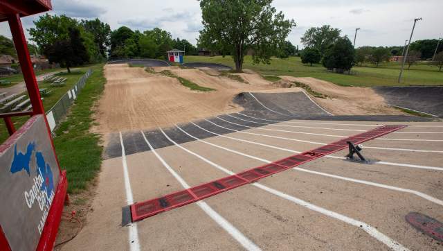 The track from the start line at the Capital City Family BMX