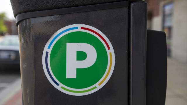 Parking Information sticker on a parking kiosk