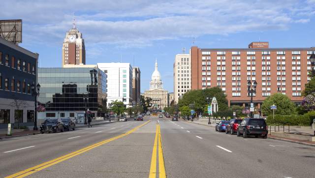 Downtown Lansing - Capitol, Boji Tower, and DoubleTree