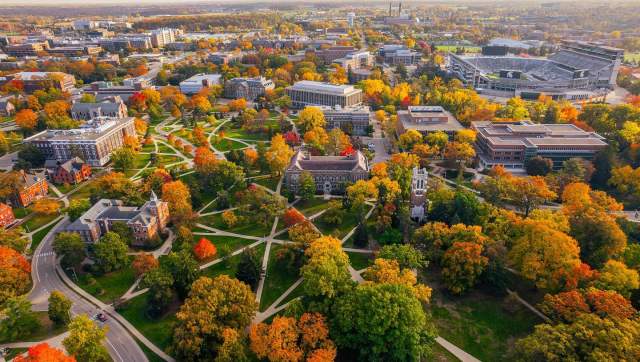 A drone shoot of Michigan State University Campus