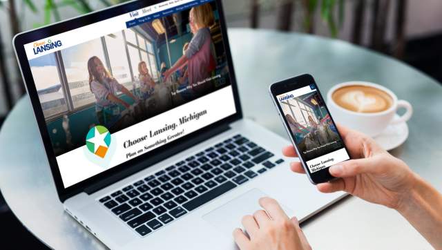 Desktop and mobile versions of the Lansing.org website