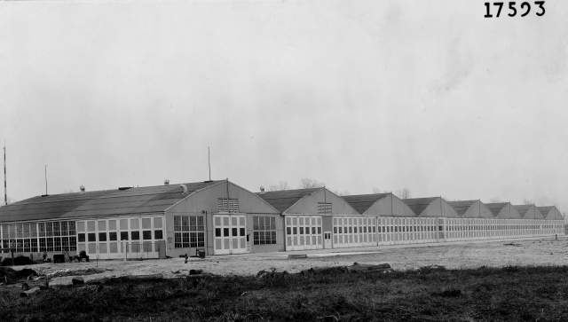A view, circa 1923, of the hangars at McCook Field in Dayton that originally housed what is today's National Museum of the U.S. Air Force.