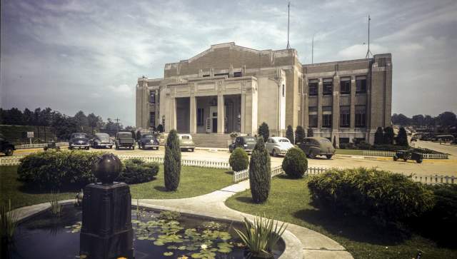 A view of the National Museum of the U.S. Air Force building, circa 1930s-1940s