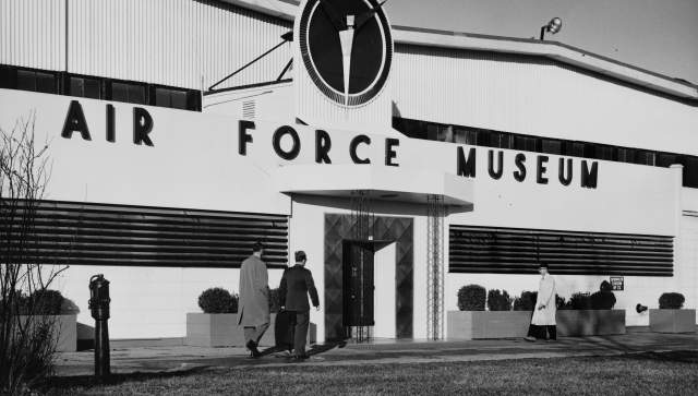 A view of the Air Force Museum building in the 1950s