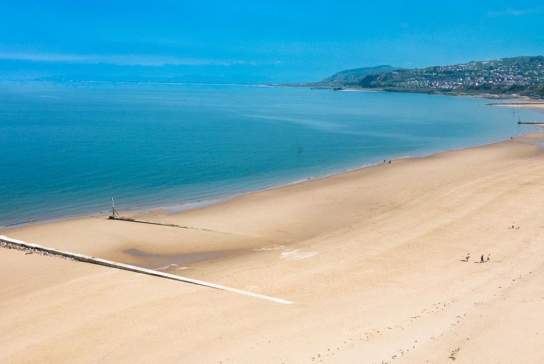 View of the sea and beach at Rhos on Sea