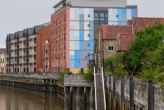 Landscape of a river flowing through Gainsborough