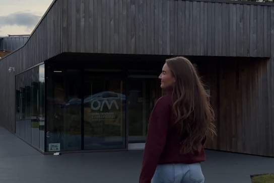 Influencer CatherineLauraM pictured outside the OM Dark Sky Observatory.