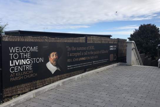 Exterior to the Livingston Centre with welcome banner