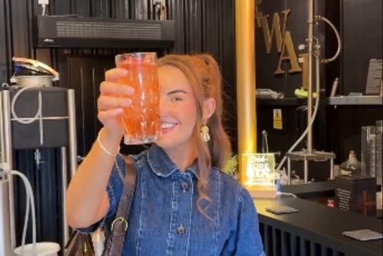 Influencer CatherineLauraA enjoying a tour at Wild Atlantic Distillery.
