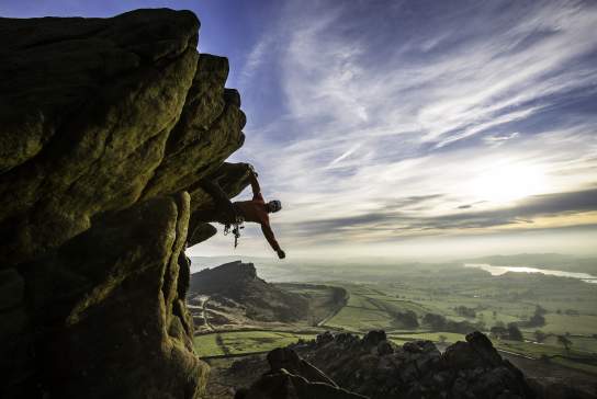 Rock climbing on the Roaches