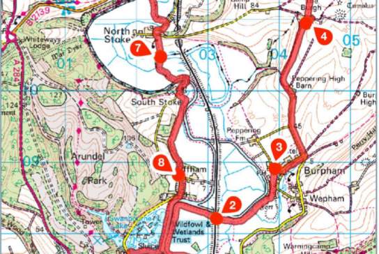 Walking Route: Arundel & Amberley loop