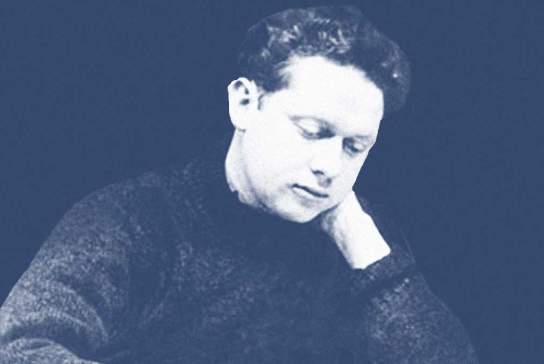 black and white photo of Dylan Thomas