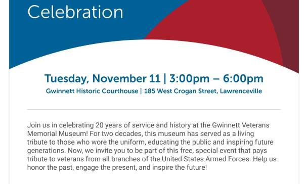 Gwinnett Veterans Memorial Museum 20th Anniversary Celebration