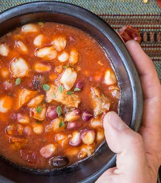 Serving a holiday favorite, posole.